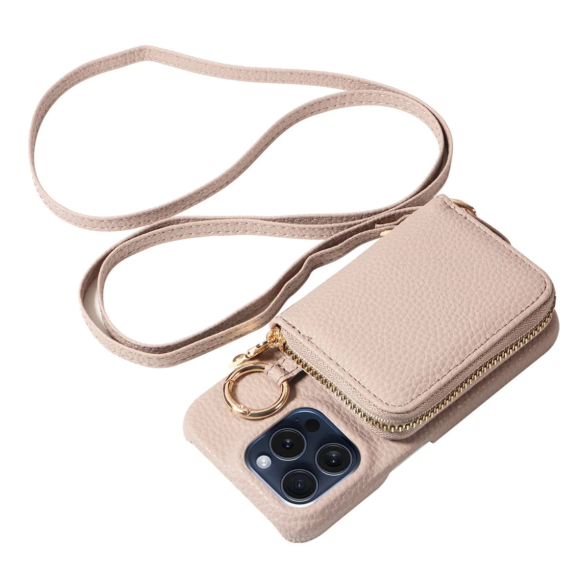 Newly Designed Deluxe Zipper Card Case for IPhone16promax 15 14 PU Leather Phone Case with Crossbody Lanyard Wallet Function