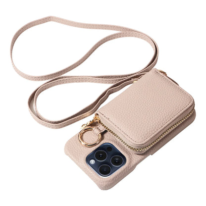 Newly Designed Deluxe Zipper Card Case for IPhone16promax 15 14 PU Leather Phone Case with Crossbody Lanyard Wallet Function