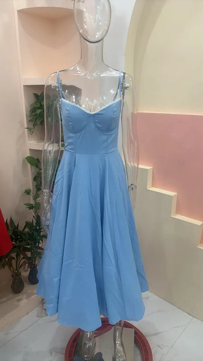 2026 Spring/summer High End Satin Strapless Heavy Industry French Waist Strap Sexy Hot Girl Medium Long Dress Women Elegant