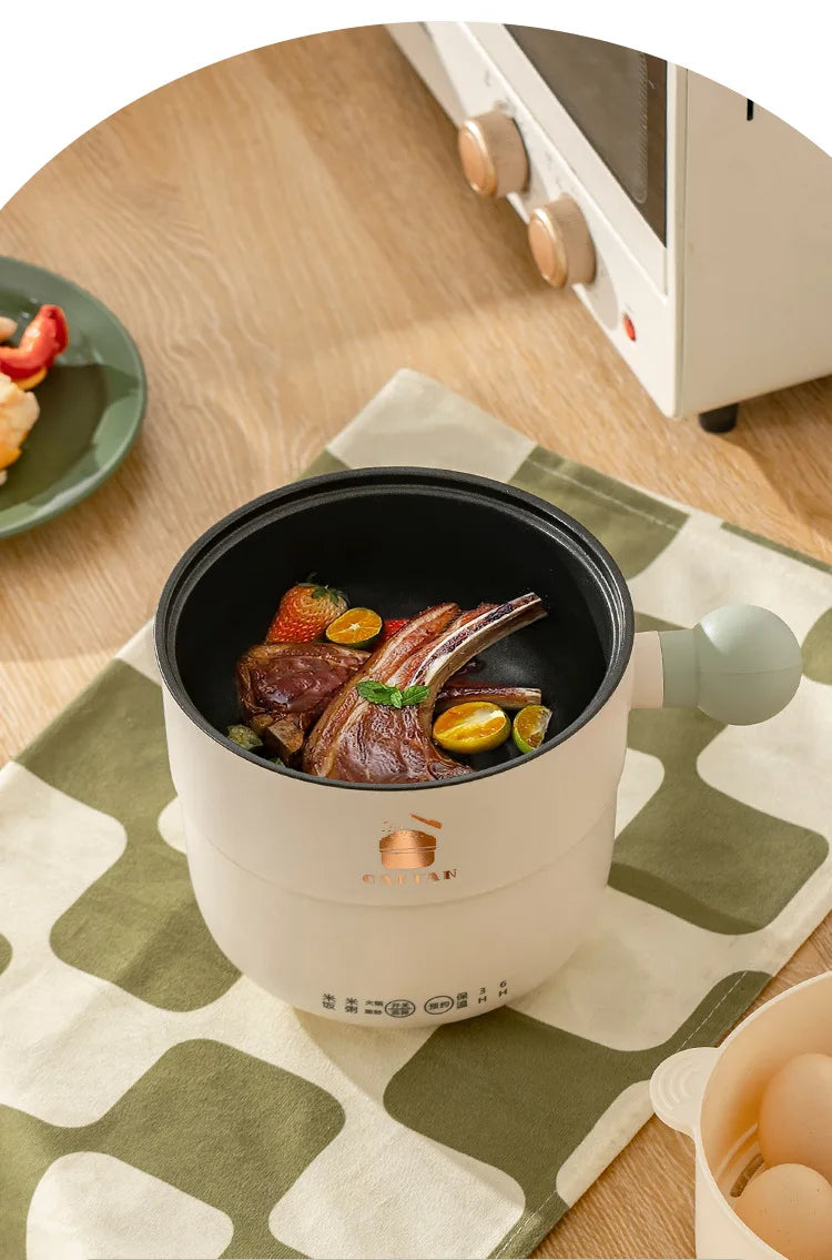 220V 1.8L Ball Handle Electric Heating Pot Multi-functional Household Rice Cooker Easy To Clean 4-in-1 Steaming Frying Rinsing