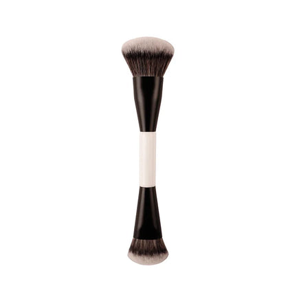 Double-Ended Angled Foundation Brush, Multifunctional Blush Brush with Wood Handle, Professional Cosmetic Tool