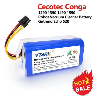 4S1P,18650 14.4V 6800mAh Li-lon battery for Cecotec Conga 1290 1390 1490 1590 vacuum cleaner Genio deluxe 370 gutrend echo 520