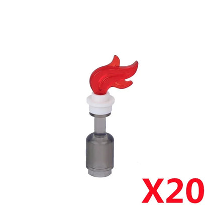 MOC Medieval Campfire Building Block Flame Wave Candle Transparent Wine Bottle Educational Toy Compatible Accessories Brick K054