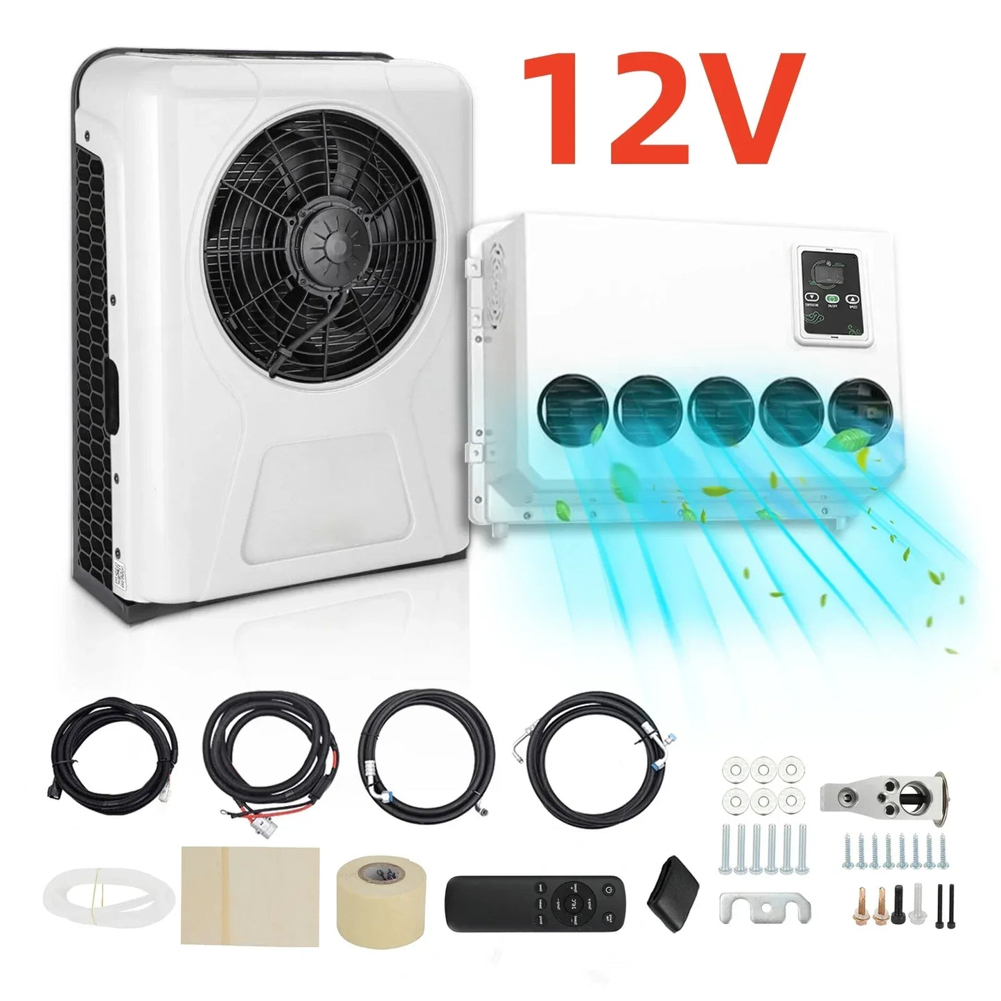 Treeligo Cooling Electric Car Split Air Conditioner 12V Parking Air Conditioning 24V For RV Truck Tractor Camper Van Motorhome