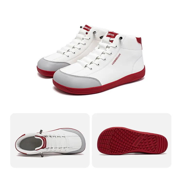 HOBIBEAR Mid-Top Barefoot Shoes Unisex Wide Toe Minimalist Ankle Boots Artificial Leather Outdoor Non-Slip Sneaker