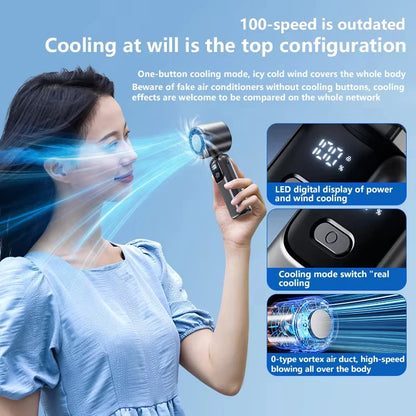Midea Ice Compress Handheld Fan Portable Outdoor Usb Digital Display Folding Refrigeration High Speed Violent Turbine Small Fan