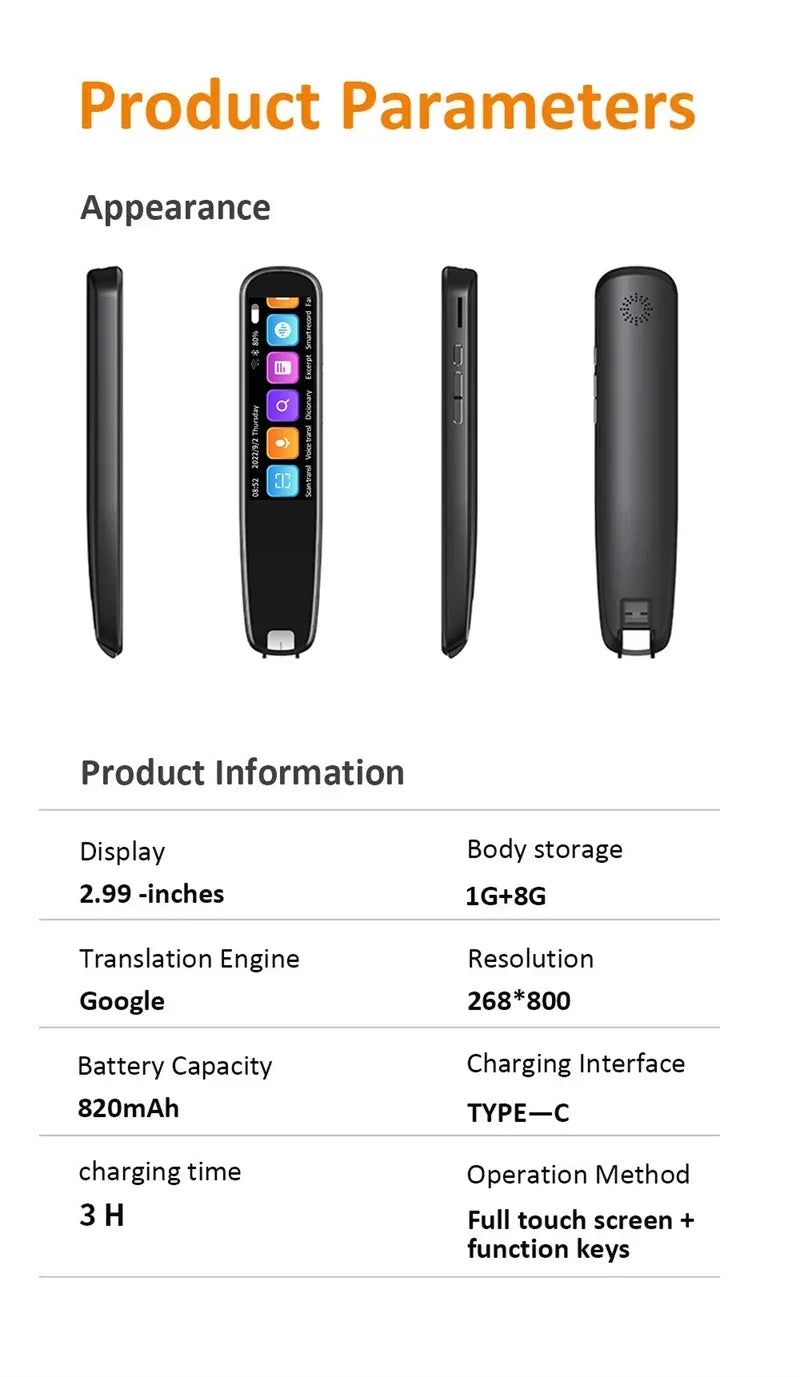 X10 Point Reading Translation Pen 3.76 Inches 142 Language Electronic Voice Scanning Pen Mutual Translation Dictionary Pen