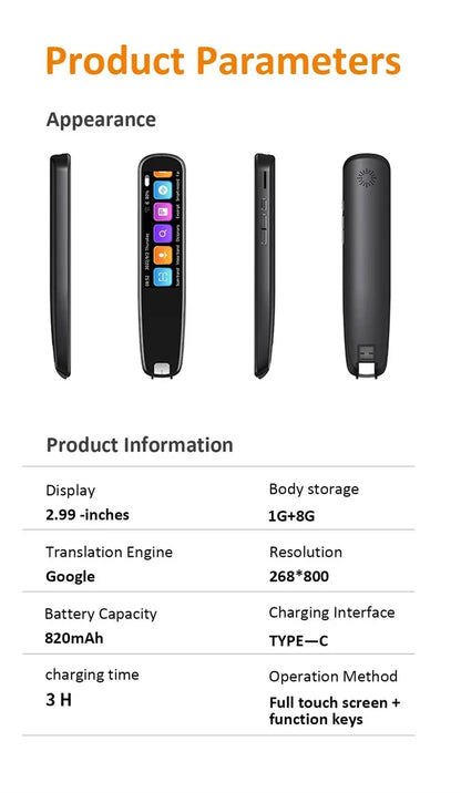 X10 Point Reading Translation Pen 3.76 Inches 142 Language Electronic Voice Scanning Pen Mutual Translation Dictionary Pen