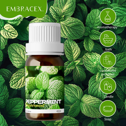 2PC/1PC 10ml Peppermint Essential Oil Roller Essential Oils Cooling Sensation for Workouts, Study Sessions & Morning Routines