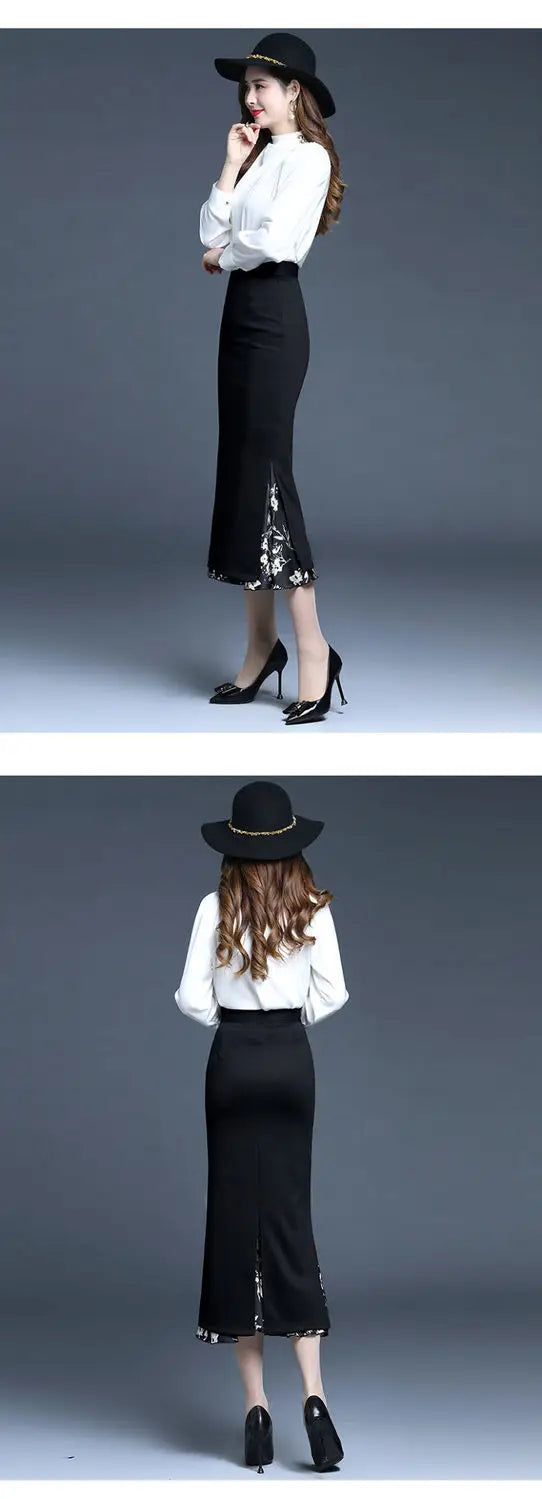 New Mermaid Hem Skirt Women Spring Autumn Mid Length High End Fashion Split Wrap Skirt
