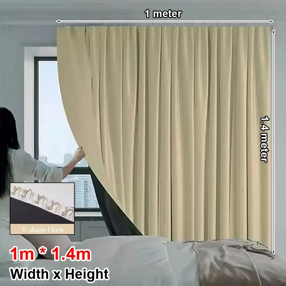 1Pcs Full Blackout Partition Blackout Curtain High Shading Protection Polyester Fabric Window Door Curtain Beige