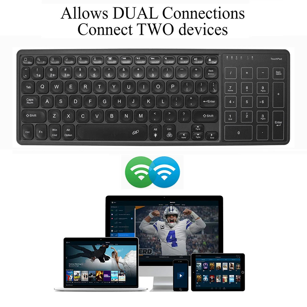 Backlight Bluetooth Wireless Keyboard with Touchpad Ergonomic Keyboard For Android Windows Desktop Laptop PC TV Box 78 Keys