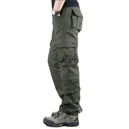 Cross-Border Men's Cargo Pants Spring Autumn Loose-Fit Pure Cotton Multi-Pocket Plus Size Straight-Leg Casual Pants