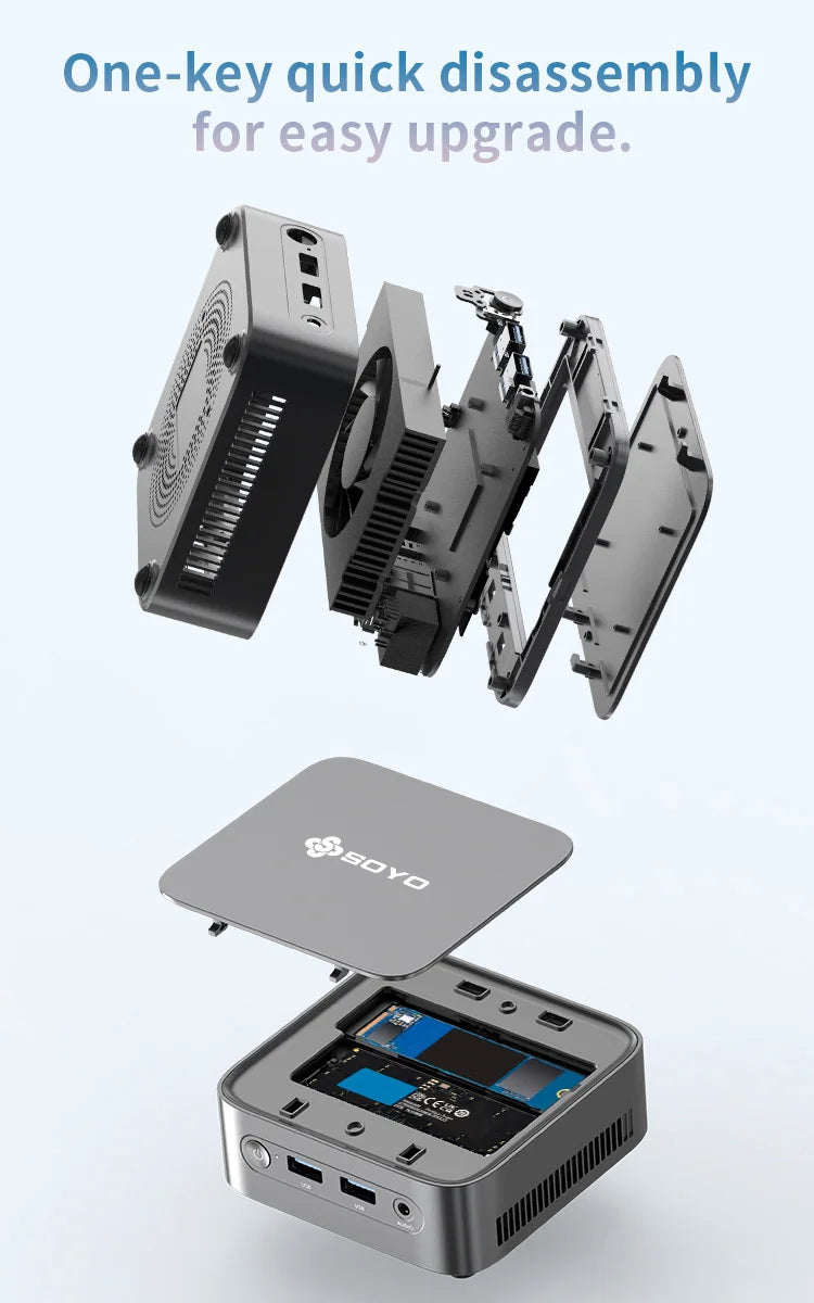 SOYO M4 PLUS2 Mini PC Intel Alder Lake N150 Windows 11 Pro Mini PC 16GB DDR4  512GB PCIe M.2 SSD WiFi 5 BT4.2 Desktop Computer