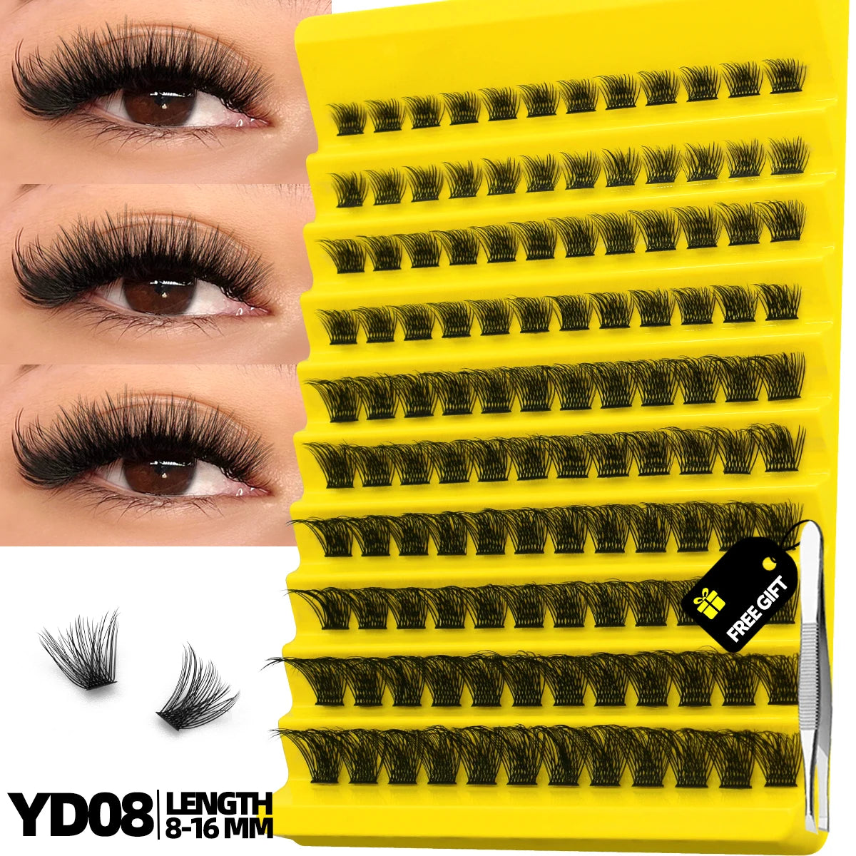GROINNEYA Cluster Lashes Natural Eyelash extension Volume Individual Lashes Mixed Tray Faux Mink Lashes Cilias Makeup