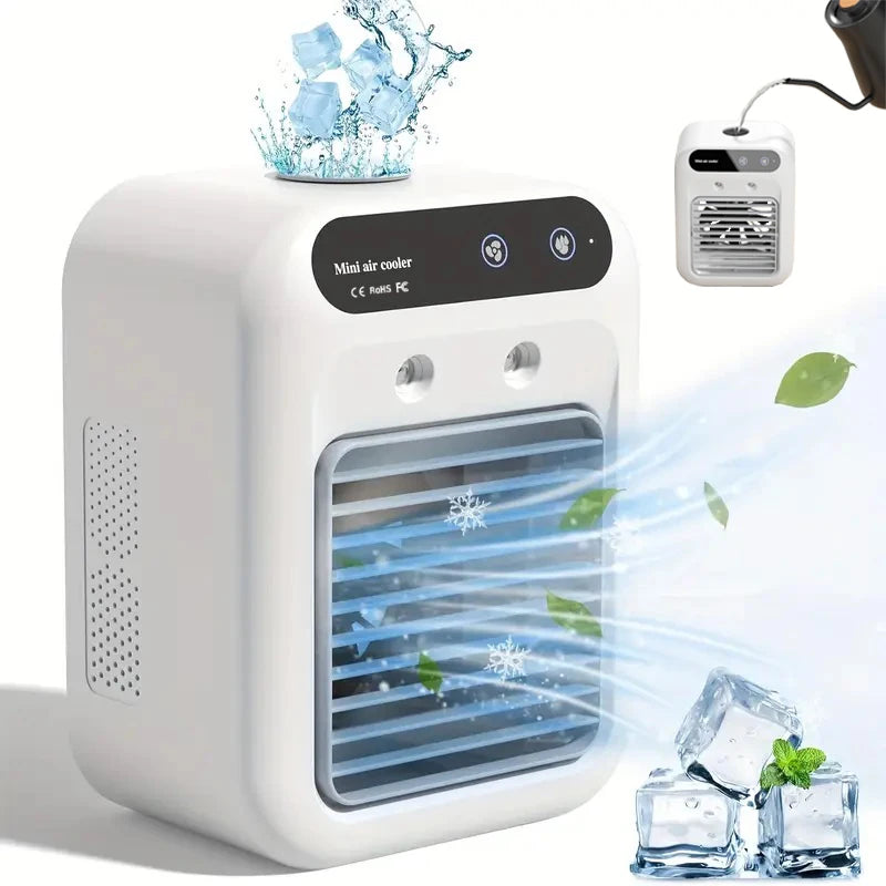 500ml water capacity air cooler fan, silent USB charging small fan, 9-blade high wind power