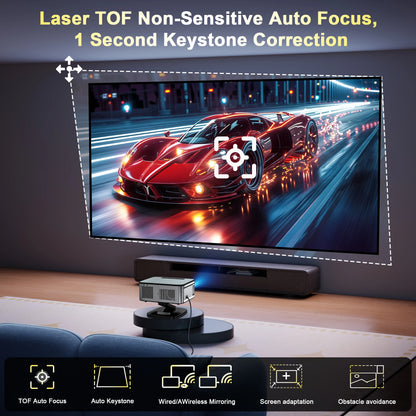 HORLAT Google TV Android 14 Projector 3000ANSI Lumens Auto Focus WiFi 6 3D Full HD 1080P 4K Support Smart Home Theater Projector