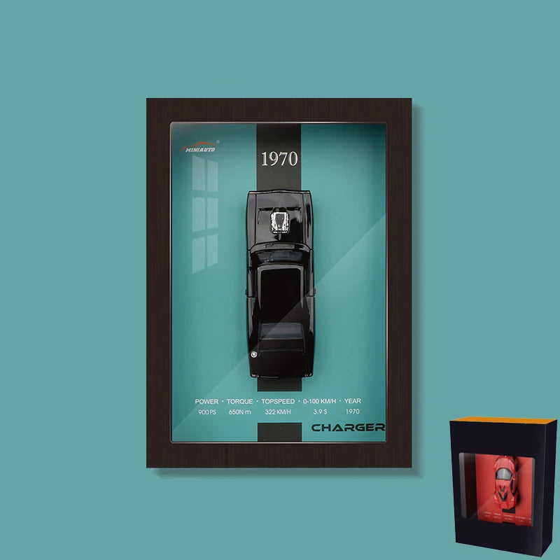 1:32 3D Photo Frame Wall Hanging Paintings Alloy Metal Diecast Model Car Home Trend Toy Decorations Display Valentine's Day Gift