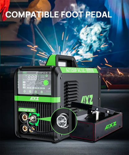 AIXZ 250A 5 in 1 HF TIG Welder AC/DC Aluminum Welding MMA/ARC/Argon Digital Pulse 2T/4T IGBT Inverter Stainless Welding Machine
