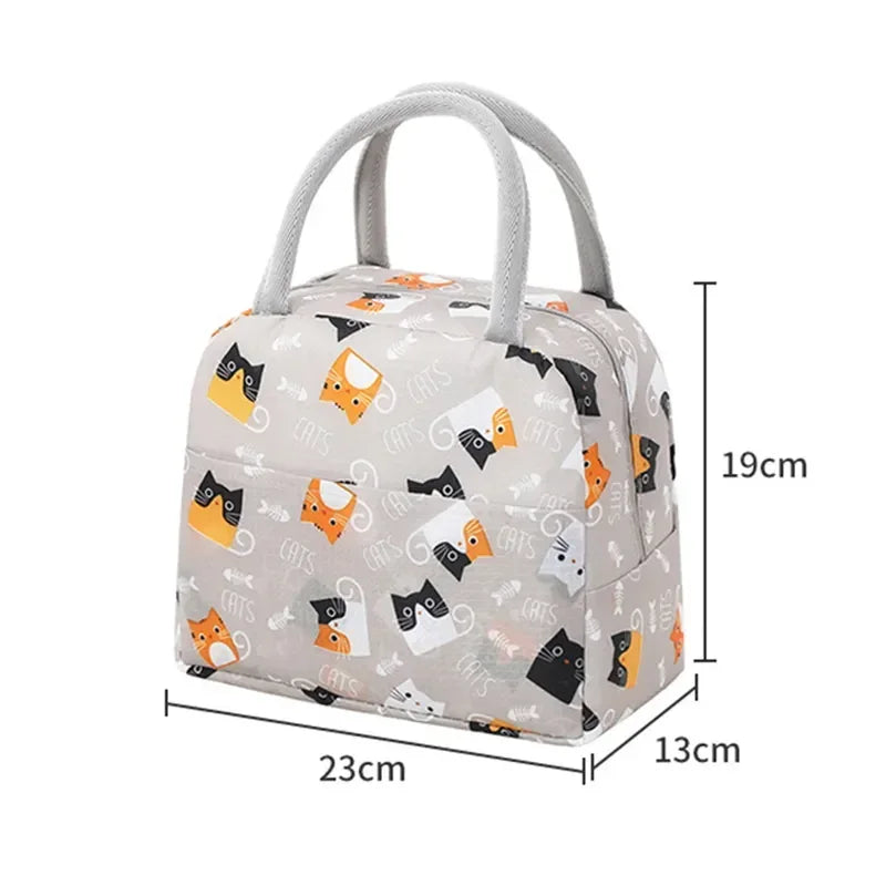 1PC Cartoon Lunch Bag Insulated Thermal Heat Lunch Box Bag Portable Cute Picnic Tote Children's School Bento Bags Large Capacity