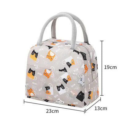 1PC Cartoon Lunch Bag Insulated Thermal Heat Lunch Box Bag Portable Cute Picnic Tote Children's School Bento Bags Large Capacity