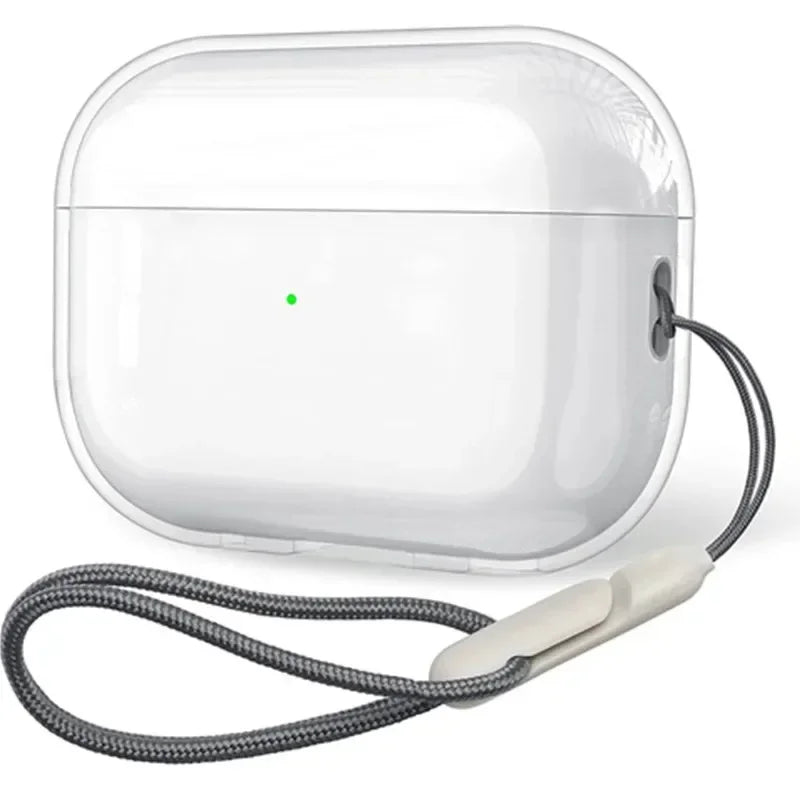 For Airpods 4 3 2 1 Pro Pro2 Pro 3 Soft TPU Earphone Case with Lanyard  Transparent Shockproof Cover Headphone Accessories