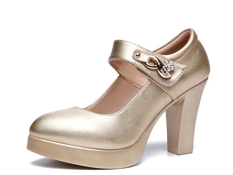 5 8 10cm Small Size 32-44 Elegant Gold Silver Wedding Shoes Women Platform Pumps 2026 Block High Heels Shoes Dress Office Model