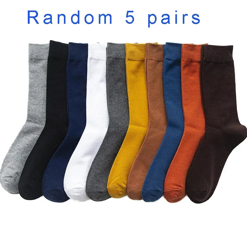 5/10 Pairs Black White Business Casual Sox Spring Autumn Warm Men's  Socks Size38-44 Long Socks Men Dress Socks Male Gifts