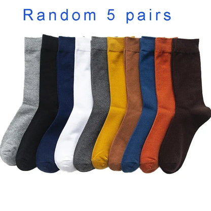 5/10 Pairs Black White Business Casual Sox Spring Autumn Warm Men's  Socks Size38-44 Long Socks Men Dress Socks Male Gifts