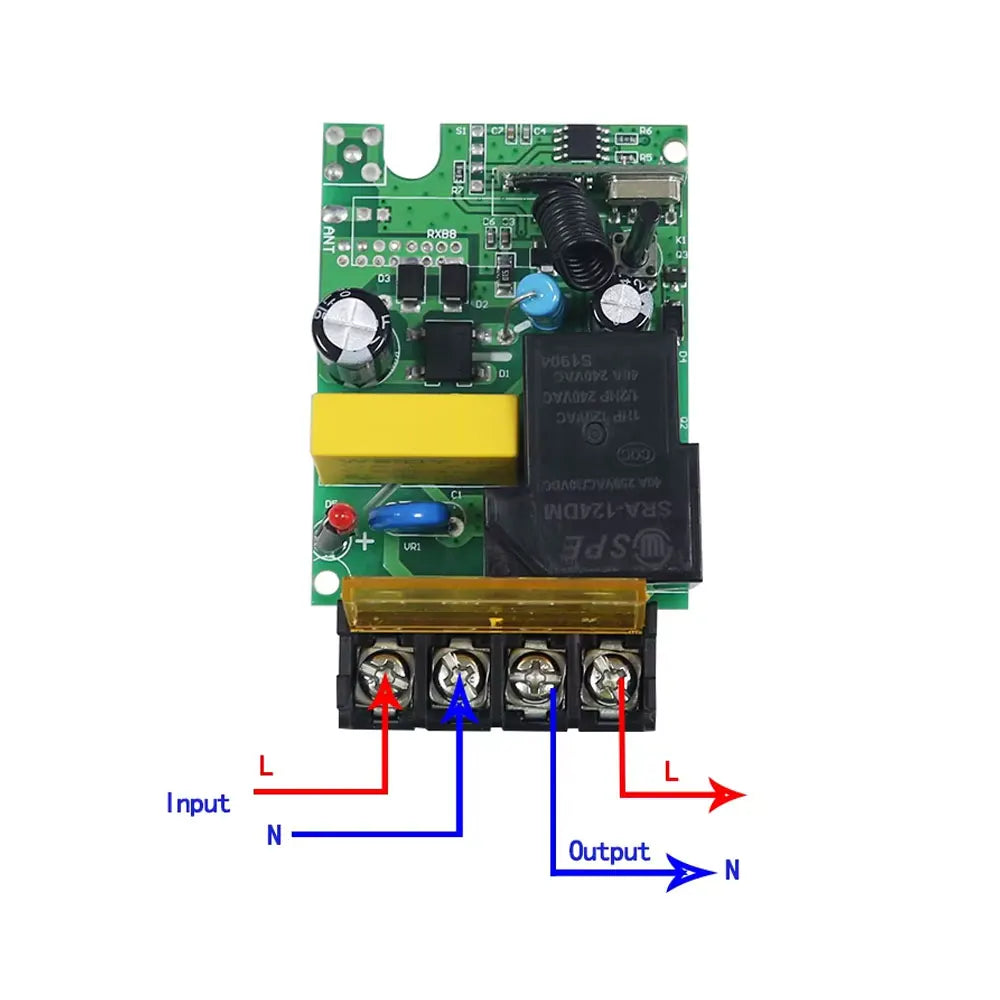 433MHz AC 220V 380V RF Remote Control Switch 30A Relay 2 Buttons Long Range Remote for Water Pump Home Outdoor Light Control