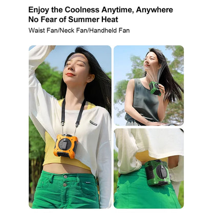 Outdoor Waist Hanging Fan Strong Wind Cooling Camping Fan Portable Hanging Neck Long Endurance Summer Waist Hanging Fan