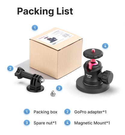 Ulanzi C029 Magnetic Tripod Ball Head Cloud Terrace for Gopro 7 8 9 10 11 12 Smartphone Action Camera Base Mount