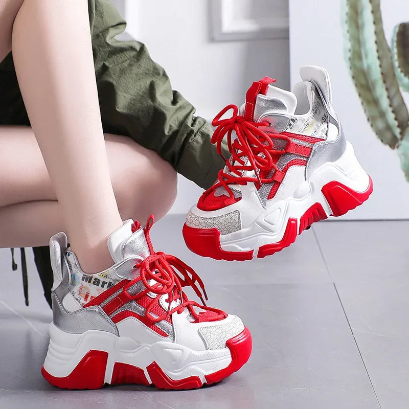 Bling Sports Shoes Women Platform Thick Sole Running Shoes Woman Sneakers Glitter Lightweight Casual Sparkling Women Shoes Pink