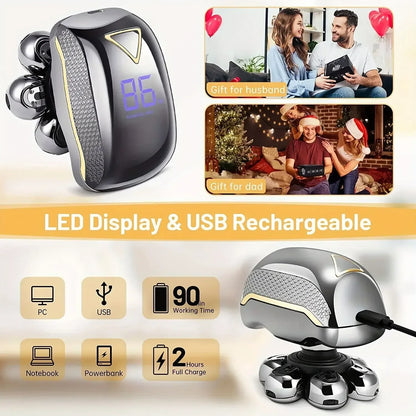 Men's Electric Head Shaver Razor Rechargeable Cordless Hair Shaving Razors for Bald Man 6 in 1 Waterproof Wet Dry Beard Trimmer