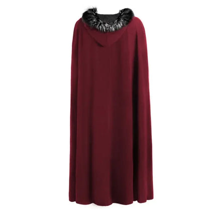 Men Punk Vintage Cape Casual Cloak Halloween Fur Collar Hooded Trench Medieval Costume Renaissance Party Autumn Winter Long Coat