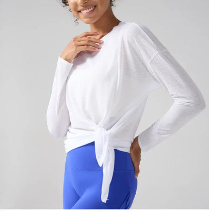 Gym Sports Tops Workout T-shirts Women Yoga Clothing Running Loose Slim Quick Dry Training Long Sleeve Blouse Fitness Tops👚