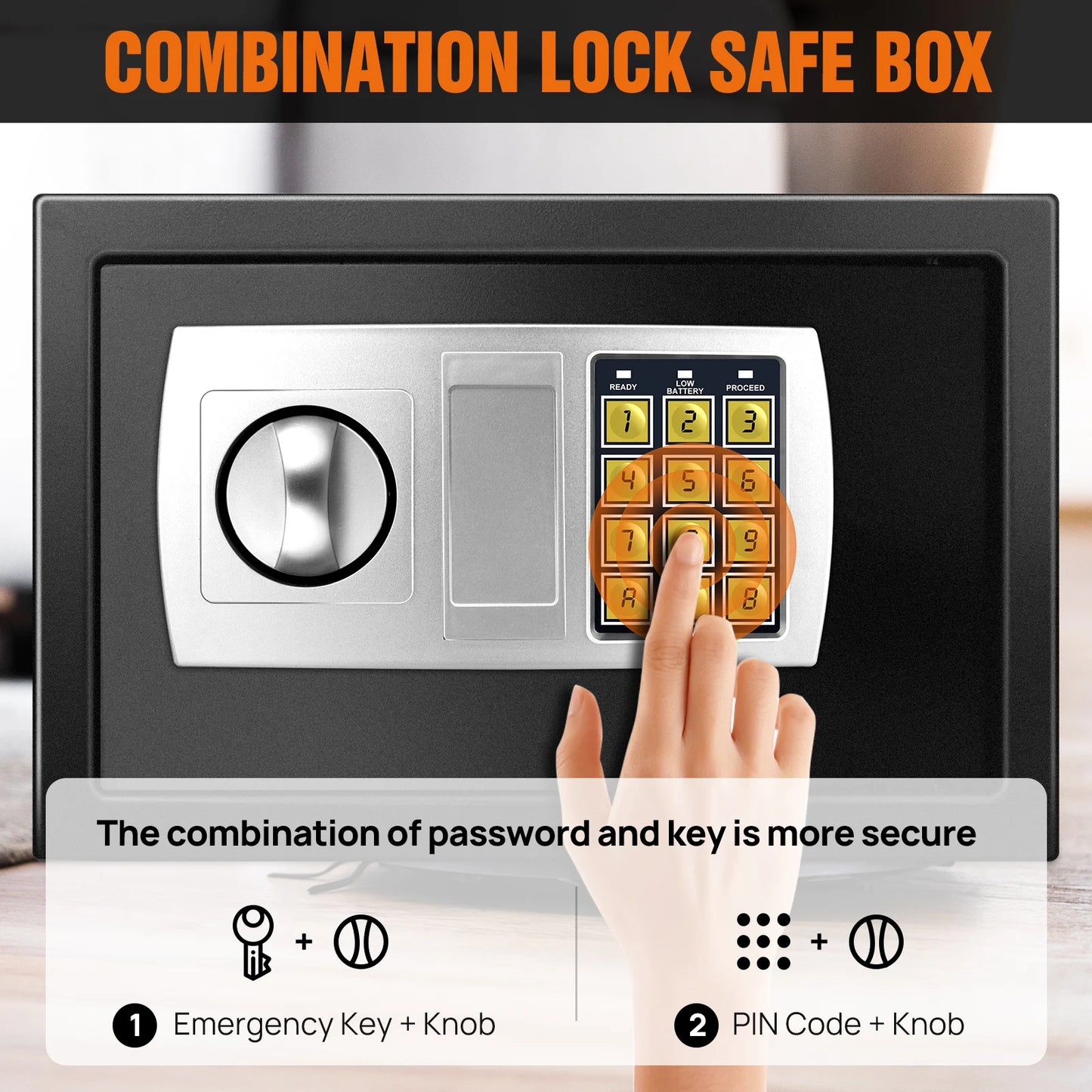 4.6L/8.5L/16L Safes for Home+ 2 Manual Override Keys,Security Safe Cash Box with Double Digital Keypad&Safety Key Lock Cabinet
