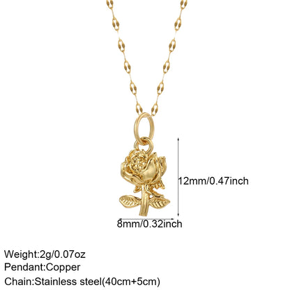 Bohemian Heart Animals Necklace for Women Cute Heart Punk Motocycle Pendant Gold Color Stainless Steel Long Chain Collars Neck