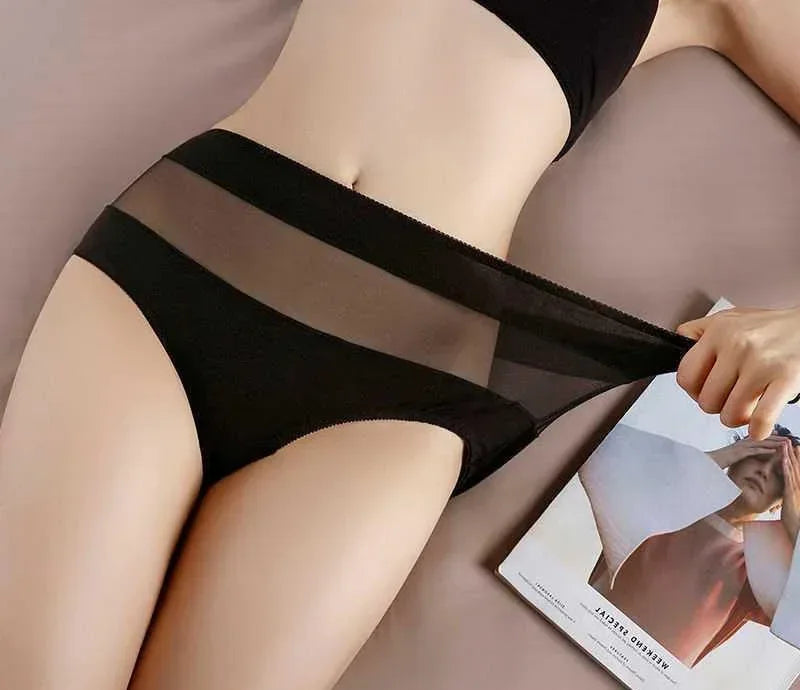 Large Size 110 Kg Triangle Underwear Women's Mesh High Waist Hip Fat Transparent Sexy Lingerie sexy panties  women panties