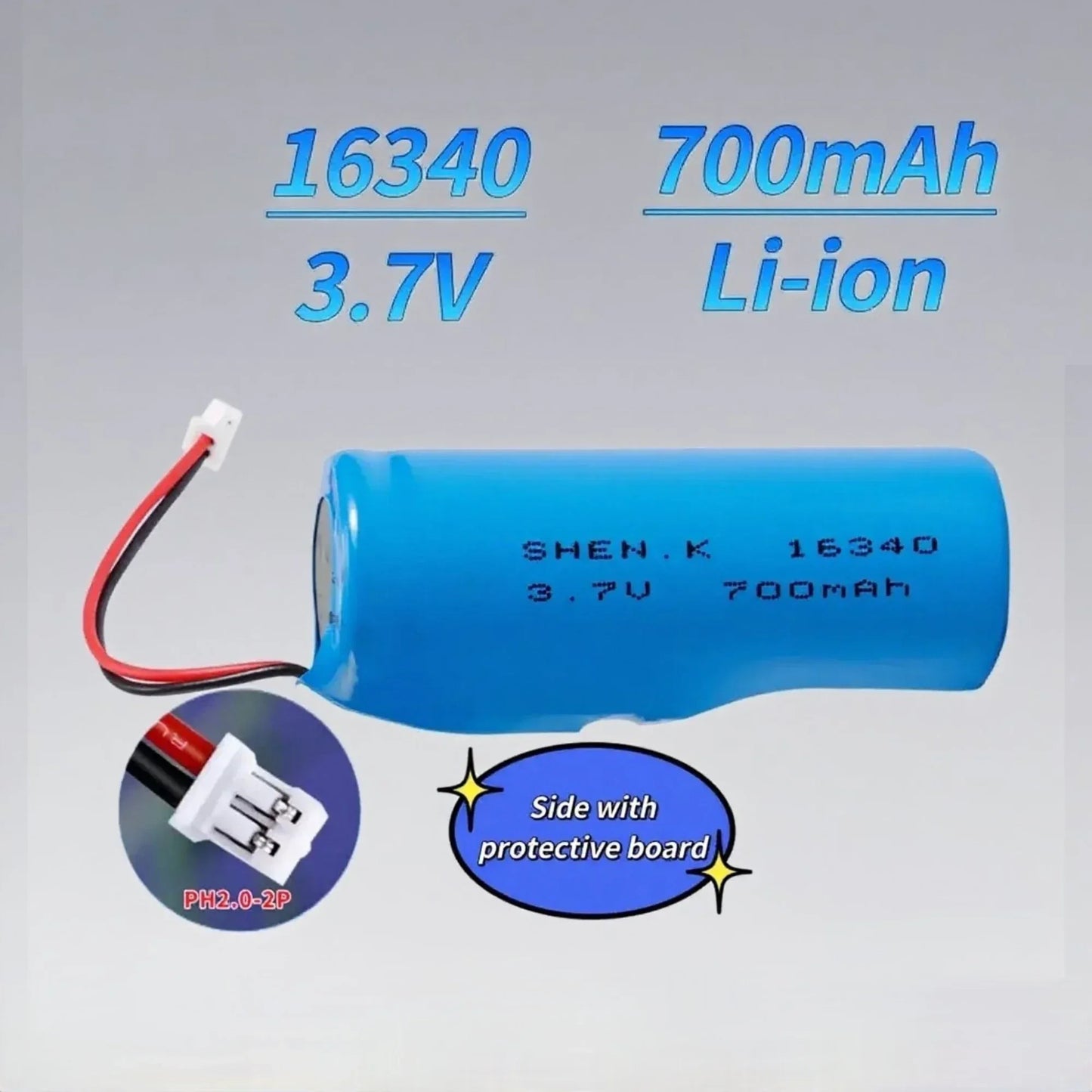 4PCS 16340 3.7V 700mAh Rechargeable Lithium Battery with Connector Wires CR123A For Camera Smoke alarm Monitor Flashlight Toy