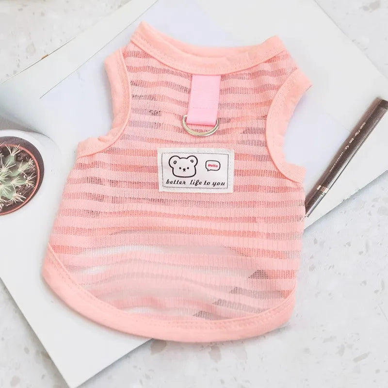 Breathable Mesh Pet Dog Vest Dog Summer Clothes Thin Cooling T Shirt Chihuahua Bichon Costume Cat Clothing Girls Puppy Shirt New