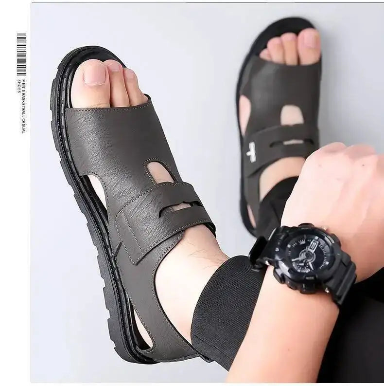 2025 New Fashion Brand Roman Sandals For Men Soft Sole Comfortable High-Quality Leather Beach Men's Casual Shoes