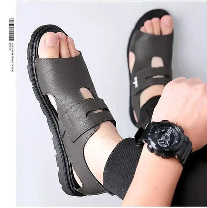 2025 New Fashion Brand Roman Sandals For Men Soft Sole Comfortable High-Quality Leather Beach Men's Casual Shoes