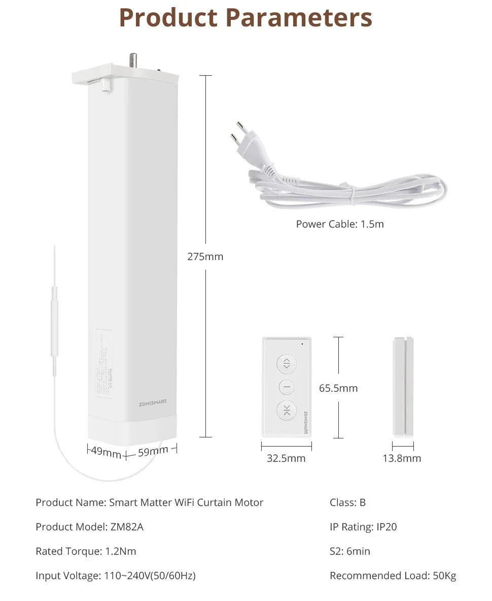 Matter Over WiFi Smart Sliding Curtain Motor Support Google Home Smartthings Homekit Alexa Control Automatic Curtain System