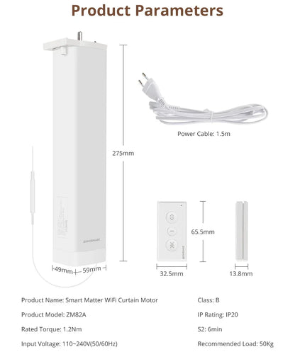 Matter Over WiFi Smart Sliding Curtain Motor Support Google Home Smartthings Homekit Alexa Control Automatic Curtain System