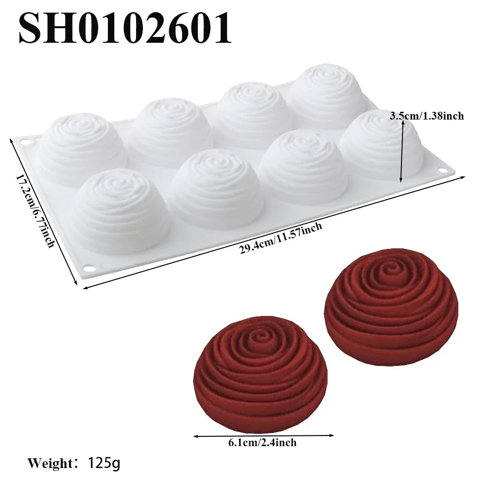 French Mousse Cake Molds Valentine's Day Pastry Baking Tools Rose Bud Design Silicone Cake Moulds Food Grade Kitchen Bakeware