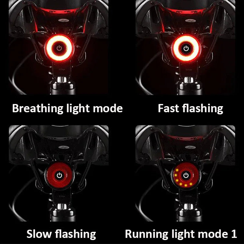 BUCKLOS Bike Rear Light Aluminum Alloy Basic/Sensing Bicycle Taillight Type-C Rechargeable MTB Road Cycling Lamp IPX5 Waterproof