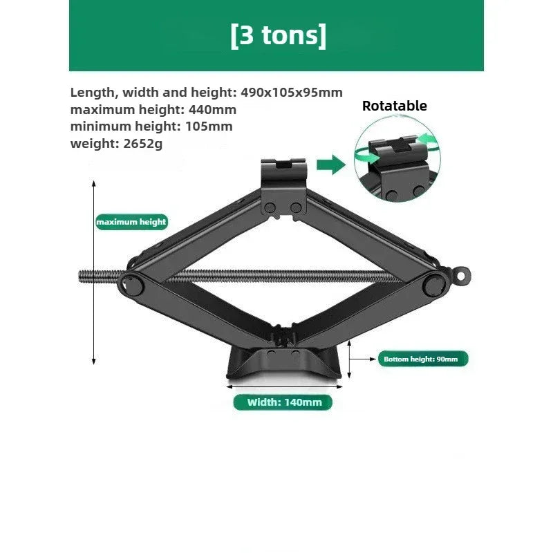 BAOLIAN Car Scissor Jack 3T Auto Emergency Lift Stand Labor-Saving Repair & Tire Replacement Tool and Wrench for SUV Vehicles