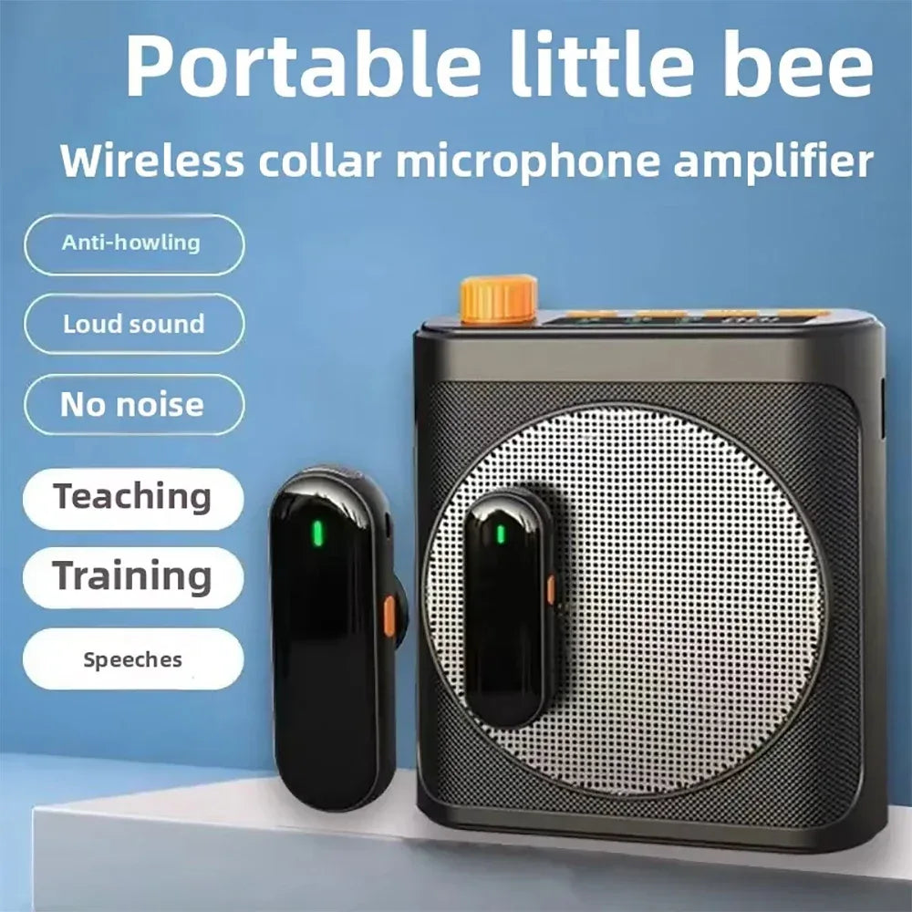 Mini Wireless Microphone Amplifier with Charging Case Lavalier Microphone Megaphone Speaker for Teachers Tour Guides Coaches
