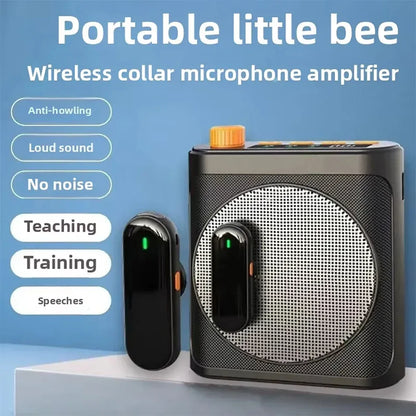 Mini Wireless Microphone Amplifier with Charging Case Lavalier Microphone Megaphone Speaker for Teachers Tour Guides Coaches
